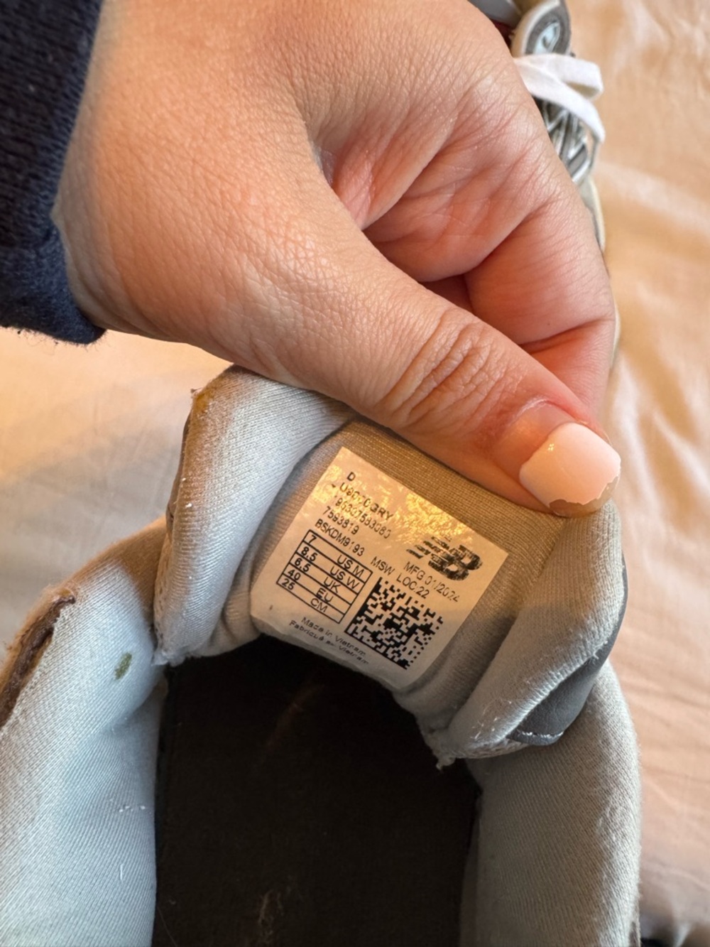 New Balance Grey and Cream Chunky Mesh Suede Sneakers - Picture 6 of 10